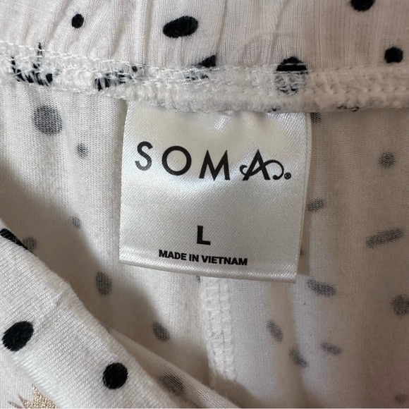 Soma COOL NIGHTS Banded Joggers & Short Sleeve Top Pajama Set Stargazer Grand L - Picture 14 of 14